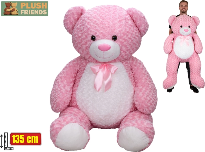 Plush Friends rožinis pliušinis meškiukas su kaspinu 135 cm
