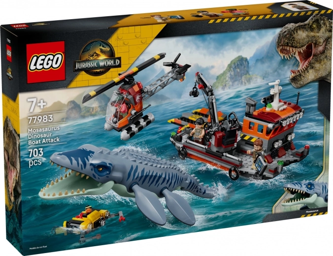 LEGO Jurassic World mozausauro ataka prieš laivą
