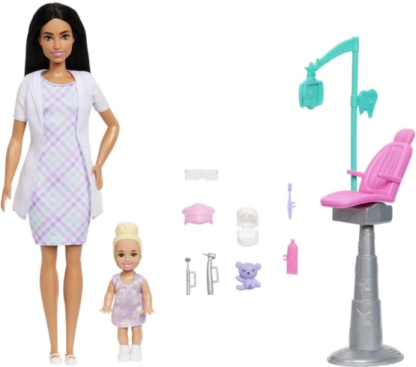 Barbie žaidimų rinkinys „Odontologė“ – juodaplaukė lėlė