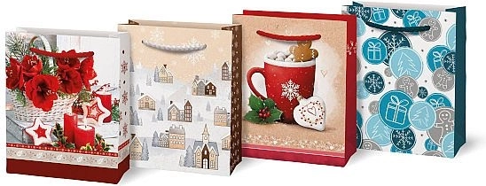Christmas paper gift bag with print A6 - 1 piece