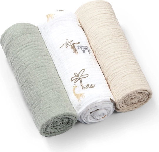 BabyOno muslin swaddles Super Soft 3 pcs green 70 × 70 cm