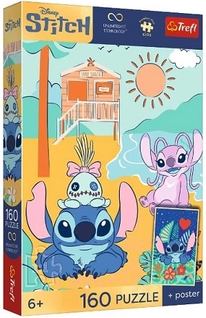 Dėlionė Premium Plus Kids Stitch ant bangos 160 detalių