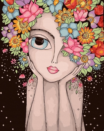 Norimpex Paint by Numbers Woman with Flowers 40 × 50 cm