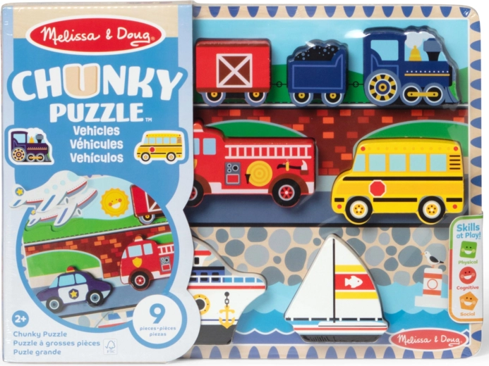 Medinė „chunky“ dėlionė „Transporto priemonės“ MELISSA & DOUG