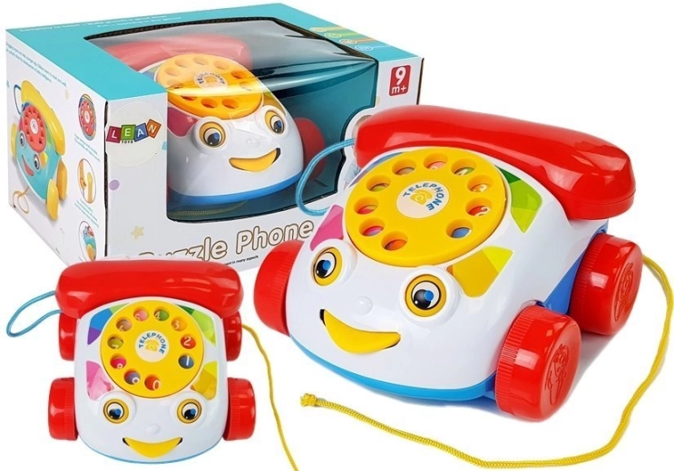 Velkamas vaikiškas telefonas ant ratukų su rageliu ir garsais