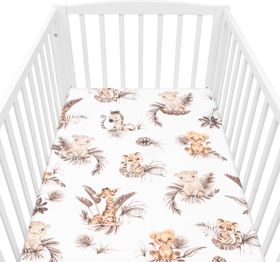 Cotton crib fitted sheet New Baby Safari 120 × 60 cm