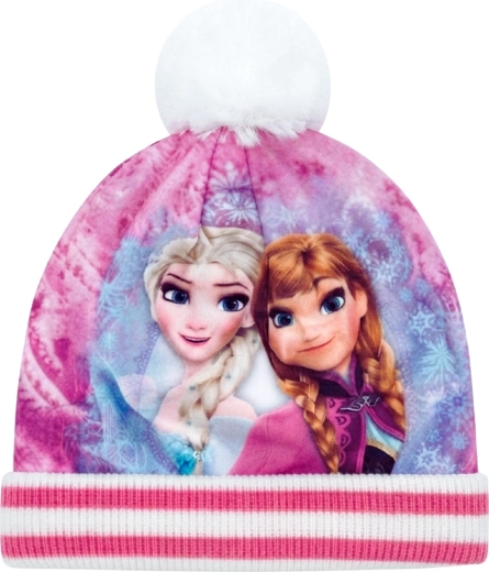 Children's winter beanie Frozen Elsa and Anna with a pom-pom