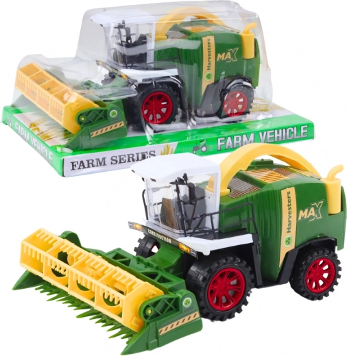 Kids’ combine harvester with header – green farm machine