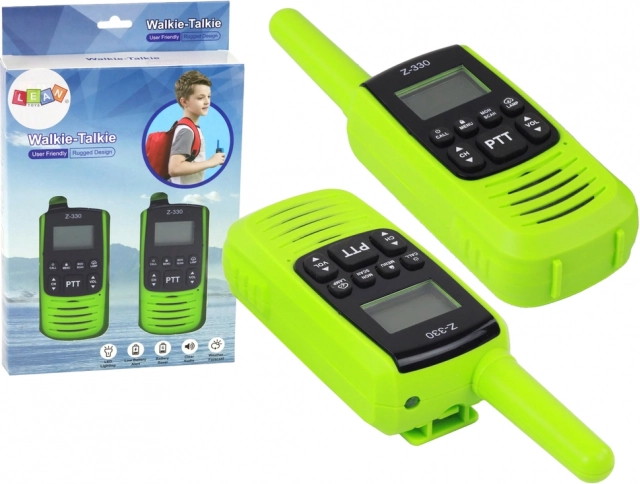 Kompaktiškas žalias „Walkie-Talkie“ ryšio įrenginys su 3 km veikimo nuotoliu kelionėms