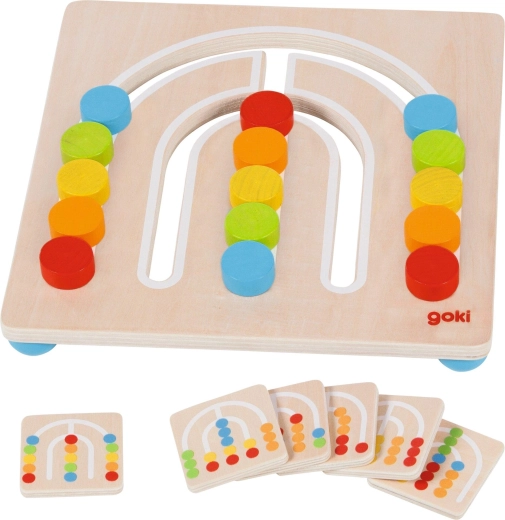 Wooden rainbow color sorting board