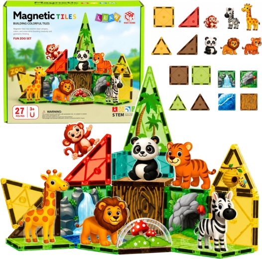Magnetic Building Pieces Zoo – Wild Jungle Animals (27 pieces)