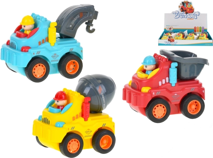 Linksmas statybinis inercinis automobiliukas 8 cm, 3 rūšys