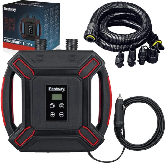 Bestway aukšto slėgio elektrinė automobilinė pompa su LCD ir 4 adapteriais