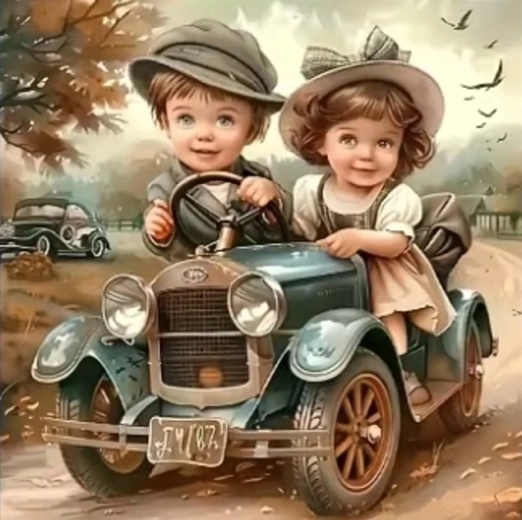 Norimpex Paint by Numbers Children in the Car 40 × 50 cm