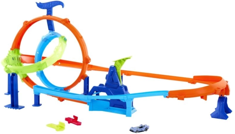 Hot Wheels Stunt Tracks Rapid Launch Cyclone – racing track with double loop