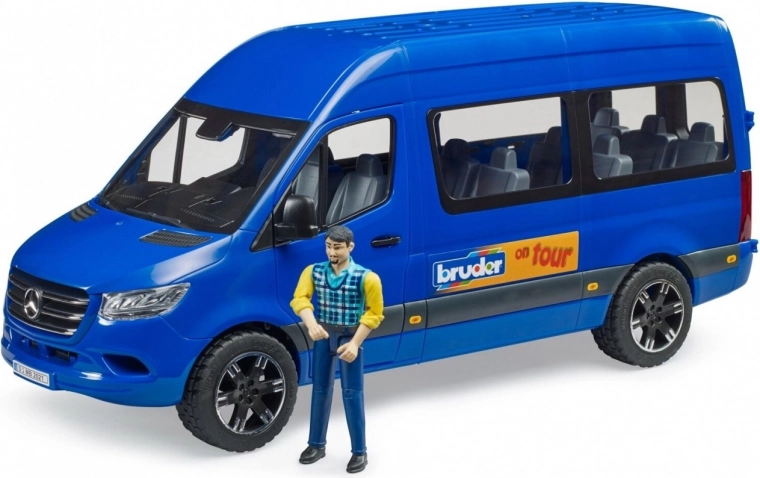 Mercedes Benz Sprinter minibus blue with driver