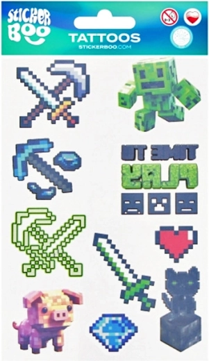 Laikinosios Minecraft tatuiruotės – 10 motyvų rinkinys
