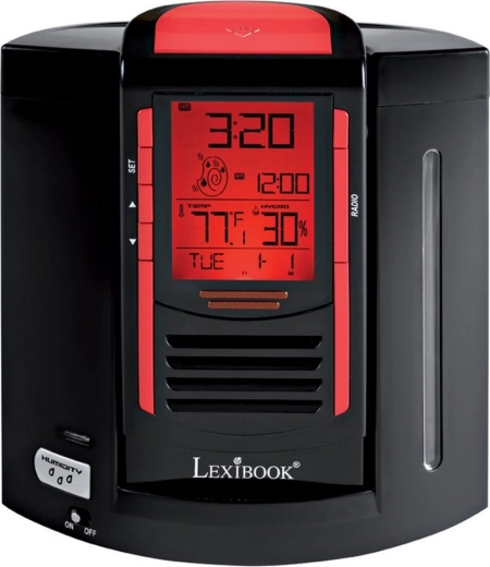 LEXIBOOK clock radio with air humidifier, display, and temperature and humidity measurement
