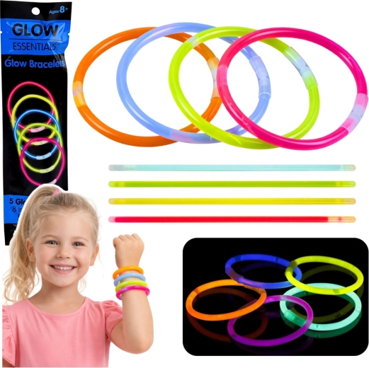 Fluorescencinės šviečiančios apyrankės tamsoje Neon Stick, 5 vnt.