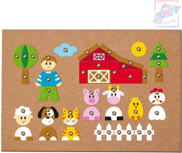 WOODY Wooden Hammering Game Animals and People - 150 pcs