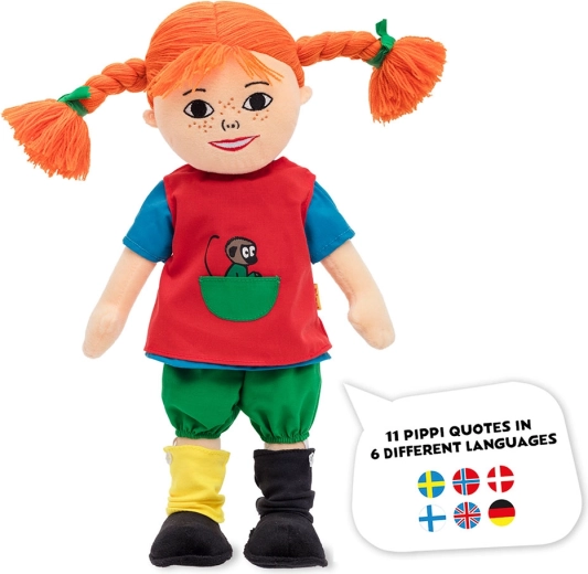 Minkšta kalbanti lėlė Pepė Ilgakojinė 40 cm