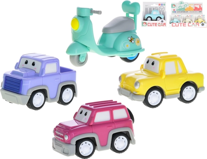 Automobilis su atbulinės eigos mechanizmu 7,5 cm – plastikinė mini transporto priemonė vaikams