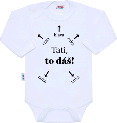 Medvilninis smėlinukas su spauda New Baby „Tėti, tu tai padarysi!“ ilgomis rankovėmis