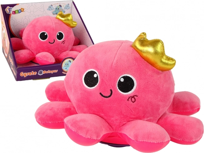 Pink plush octopus toy with lights and sounds