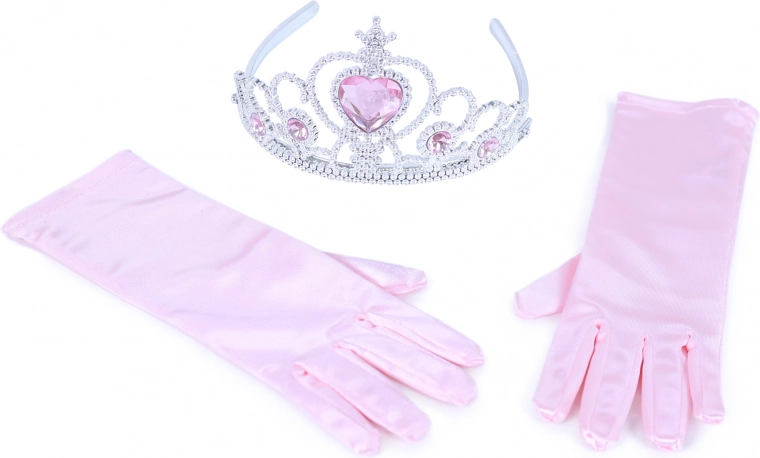Princesės rinkinys: rožinės pirštinės ir karūnėlė