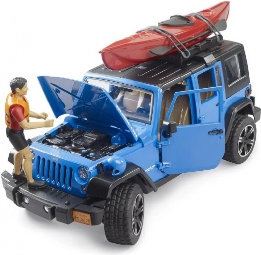 Bruder Jeep Wrangler Rubicon su baidare ir figūrėle 1:16