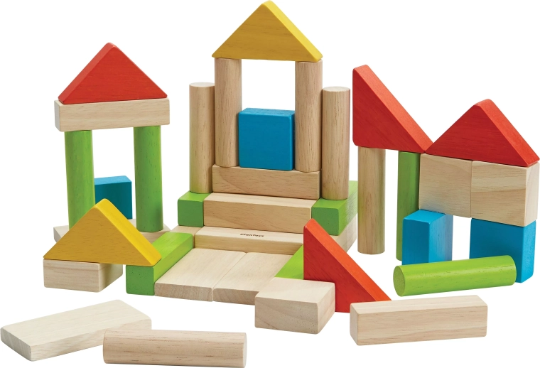 Plan Toys spalvotos medinės kaladėlės 40 vnt.