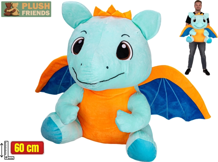 Plush Friends light blue plush dragon 60 cm (sitting)