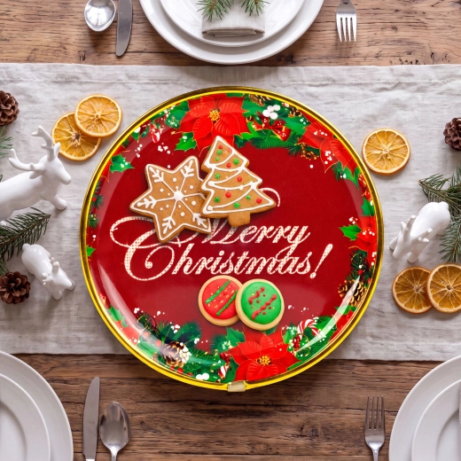 Kalėdinė plastikinė lėkštė „Merry Christmas“, 22 cm
