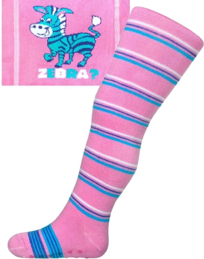 Cotton tights with ABS new baby pink zebra with stripes size 104–110