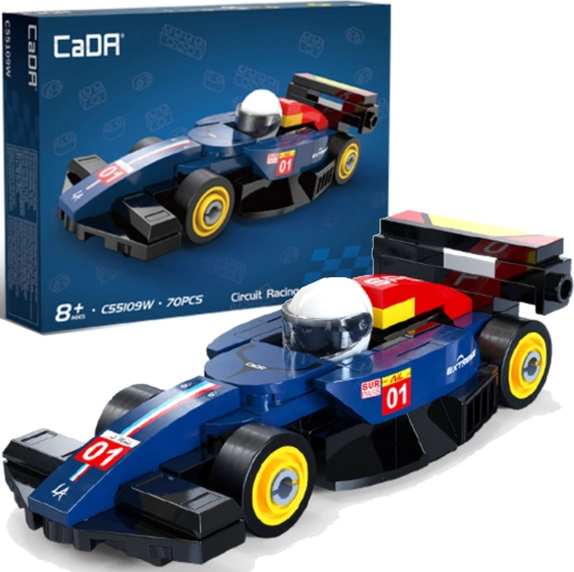 CaDA konstruktorius lenktyninis automobilis Circuit Racing Car tamsiai mėlynas 70 dalių