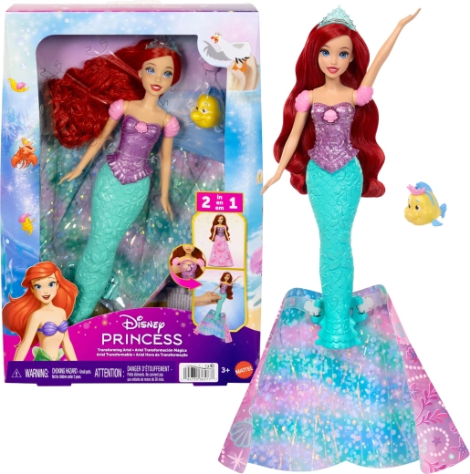 Disney Princess lėlė Arielė 2in1 – princesė ir undinėlė su priedais