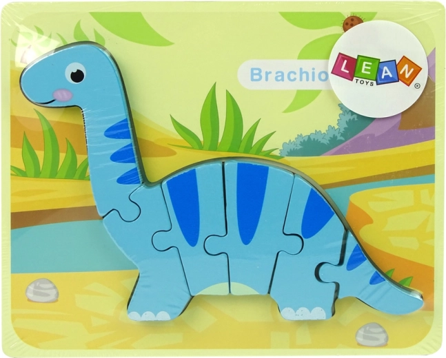 Wooden dinosaur puzzle brachiosaurus blue