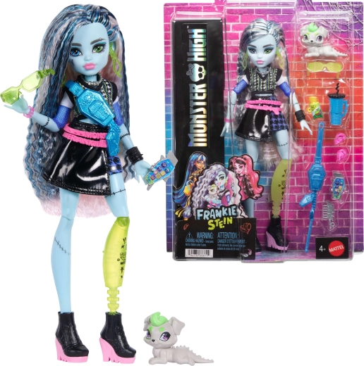 Monster High Frankie Stein lėlė 26 cm su priedais ir augintiniu
