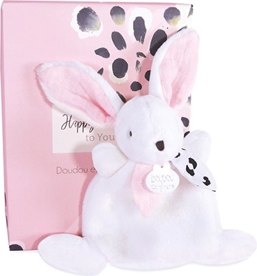 Doudou rožinis mini zuikutis 17 cm, dovanų dėžutė