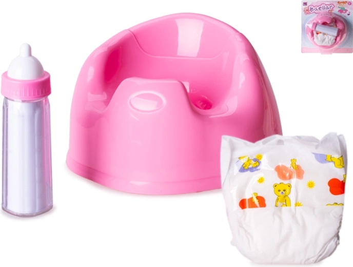 Potty with accessories for dolls in pink