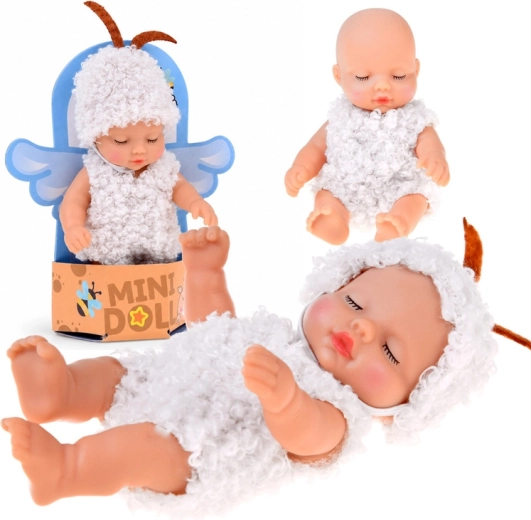 Mini lėlytė–kūdikėlis aviukė 11 cm su judančiomis galūnėmis