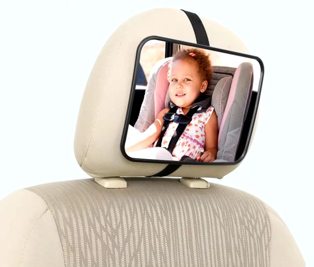Atbulinis vaikiškas veidrodėlis automobiliui ant galvos atlošo, reguliuojamas 18,8 × 13,5 cm