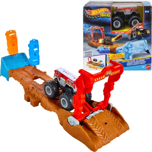 Hot Wheels Monster Trucks žaidimų rinkinys: trasa su automobiliu HW 5 Alarm ir 2 priedais