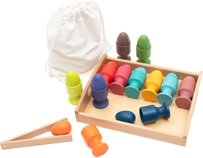 Medinė Montessori kiaušinėlių rūšiuoklė BABY MIX