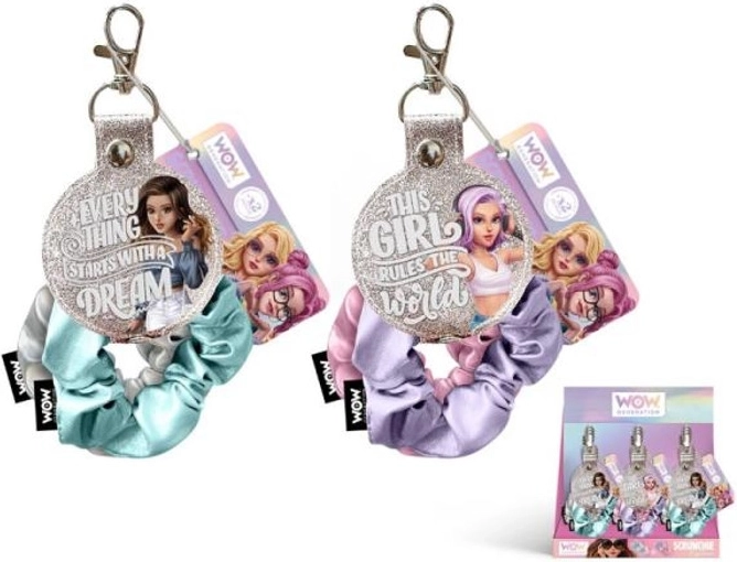 Plaukų gumytės scrunchie su raktų pakabuku WOW Generation