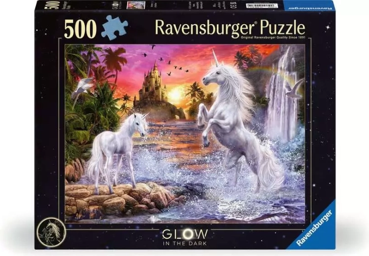 Ravensburger šviečianti dėlionė „Vienaragiai prie upės“ 500 detalių