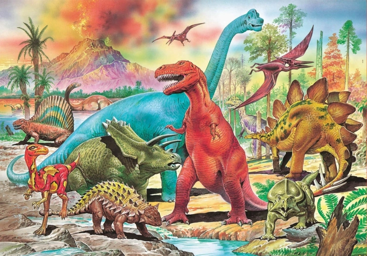 Dinozaurų dėlionė 100 detalių