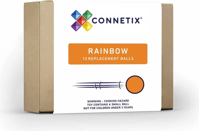 Set of wooden marbles in rainbow colors, 12 pieces