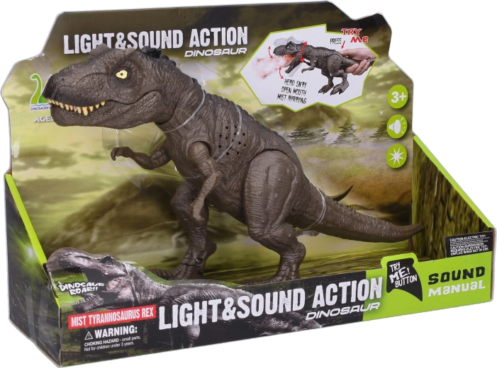 Dūmus leidžiantis dinozauras su efektais 34 cm