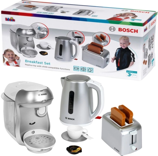 Pusryčių rinkinys BOSCH mini – vaikiškas kavos aparatas, skrudintuvas ir virdulys su garsais 3+